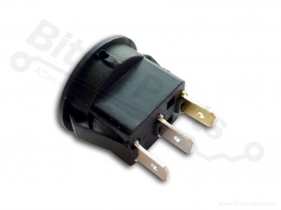 Switch rocker snap-in on/off round black with blue LED indication